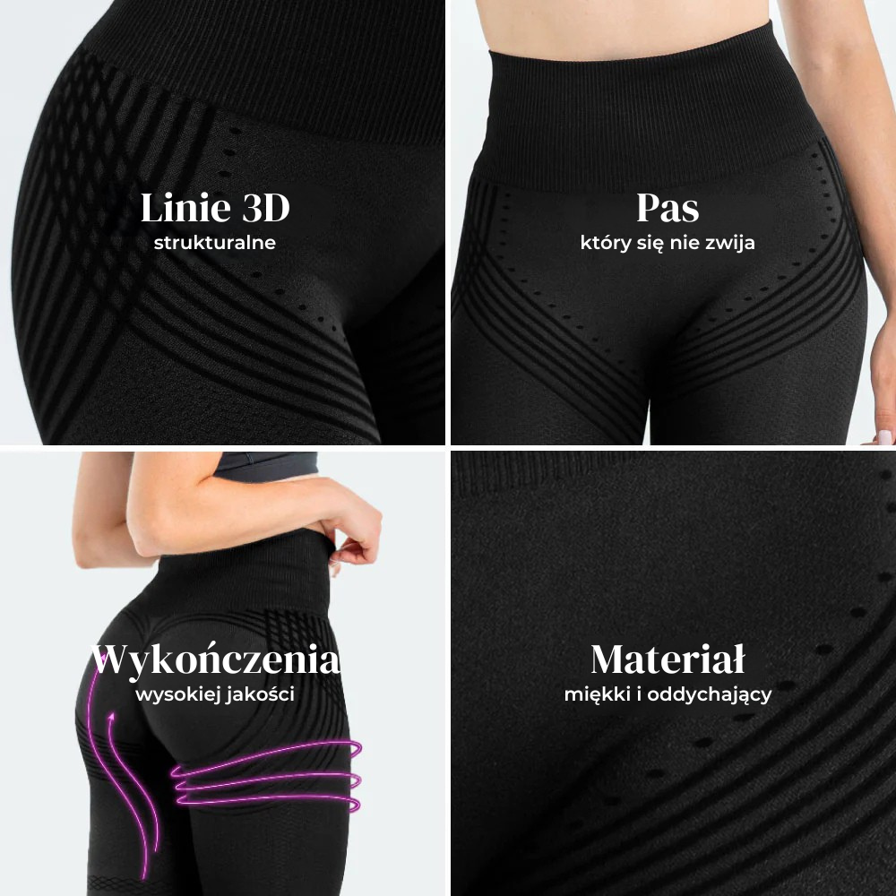 Legginsy modelujące 3D | Czarne